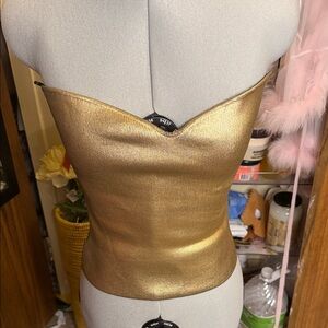 Zara Gold Strapless Top